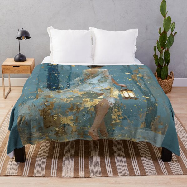Item preview, Mystical Woman with Lantern in Golden Forest designed and sold by colorful-white.
