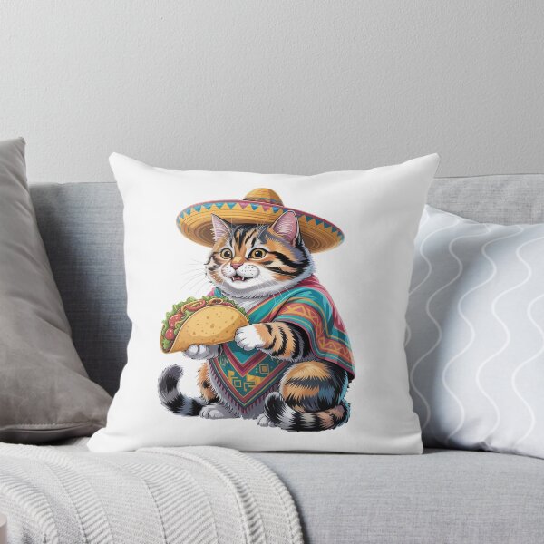 Item preview, Cute Cat Eating Taco Fiesta designed and sold by QuiteOrbit.