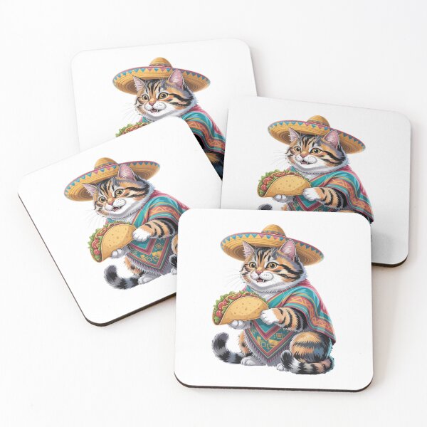 Item preview, Cute Cat Eating Taco Fiesta designed and sold by QuiteOrbit.