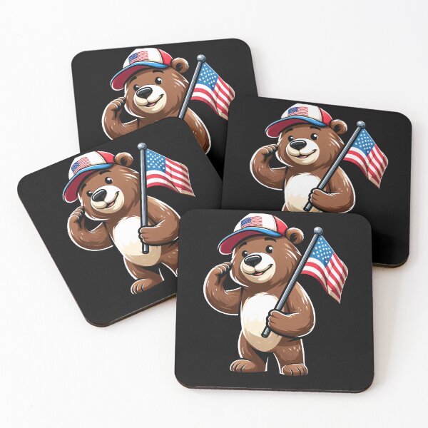 Item preview, Funny Brown Bear 4th July USA Flag America Boys Girls Kids designed and sold by rafaeltto.