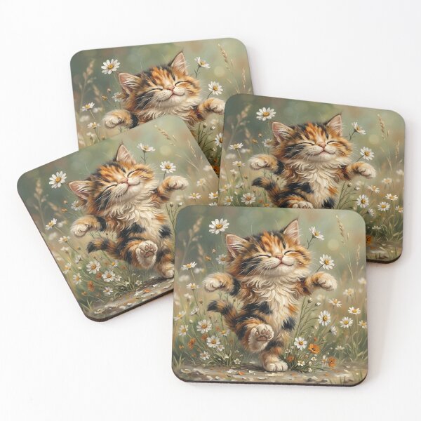 Item preview, Kitten Dancing in Spring Flowers designed and sold by Eclectic Monkey.
