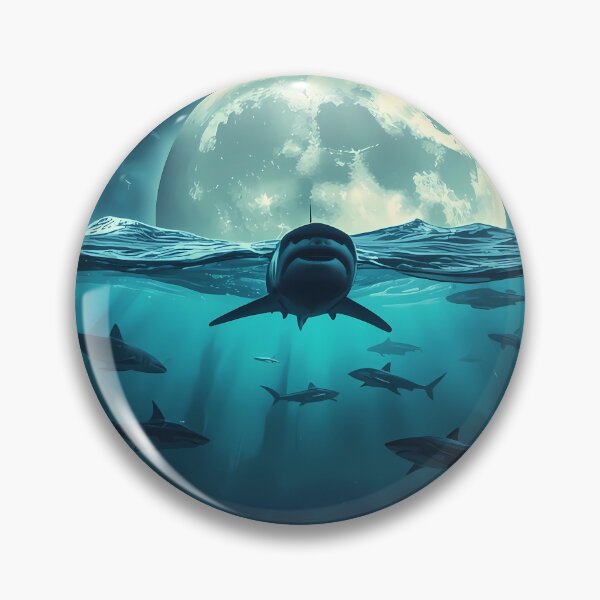 Item preview, Lunar Shark Migration - Surreal Night Ocean with Giant Moon designed and sold by UnRealS.