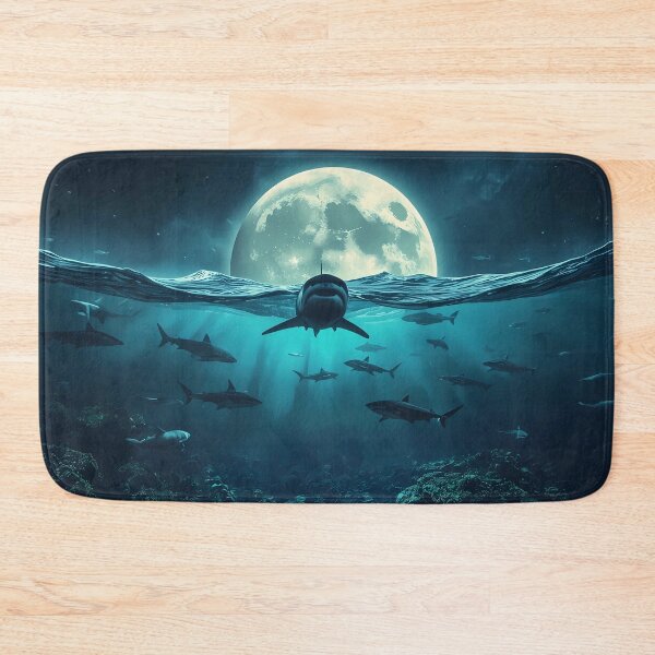 Item preview, Lunar Shark Migration - Surreal Night Ocean with Giant Moon designed and sold by UnRealS.