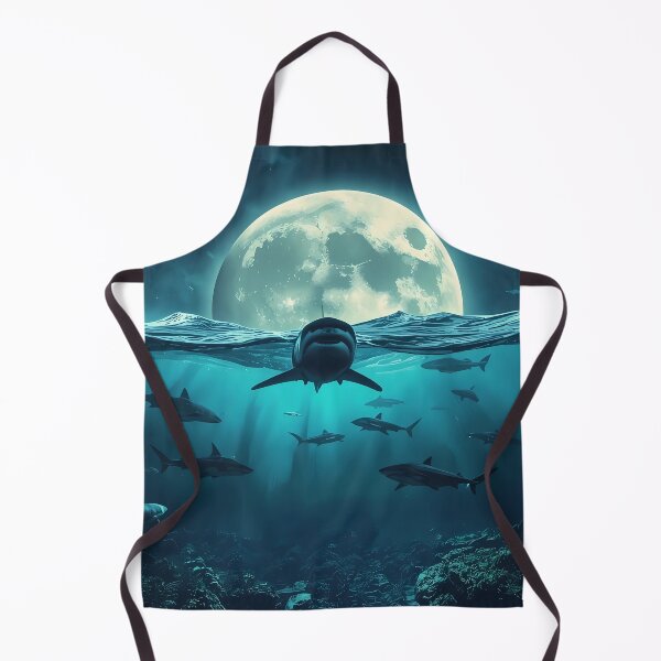 Item preview, Lunar Shark Migration - Surreal Night Ocean with Giant Moon designed and sold by UnRealS.