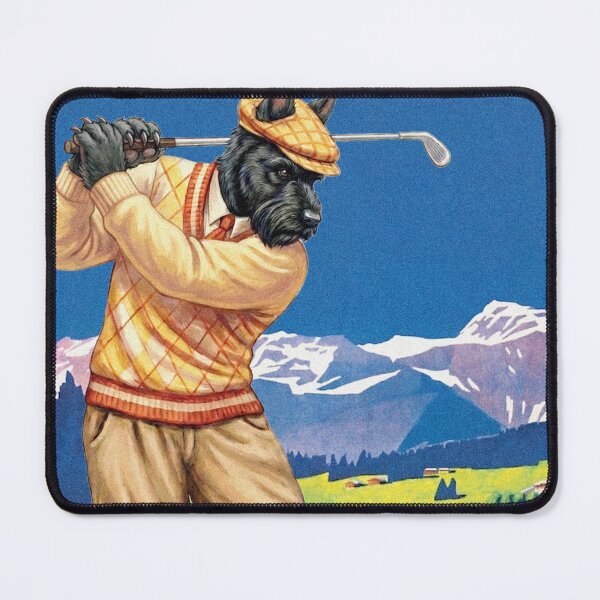 Item preview, Vintage Alpine Golf Poster with Scottish Terrier designed and sold by CJChronicles.
