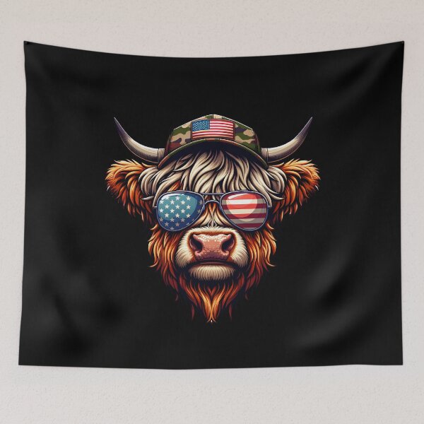 Item preview, Funny Highland Cow 4th July USA Flag America Boys Girls Kids designed and sold by rafaeltto.