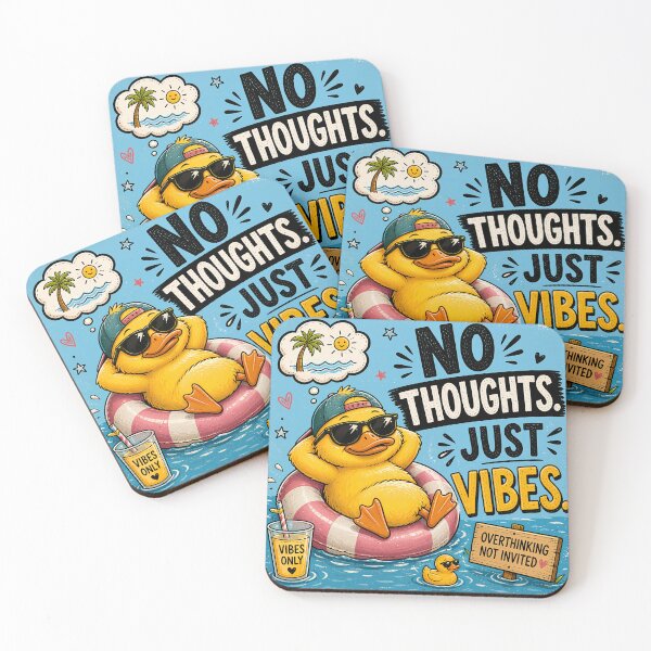 Item preview, No Thoughts Just Vibes Funny Duck Quote – Cute Cartoon Duck designed and sold by PopInkAura .