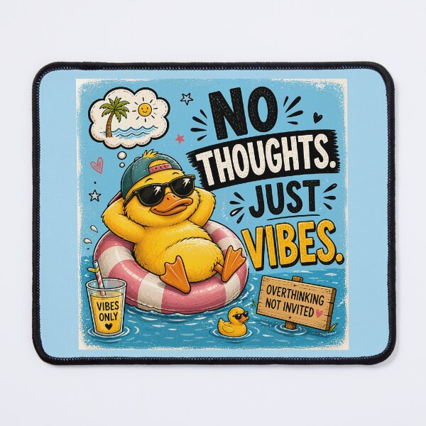 Item preview, No Thoughts Just Vibes Funny Duck Quote – Cute Cartoon Duck designed and sold by PopInkAura .