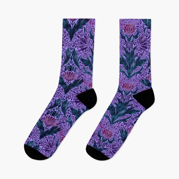 Item preview, Purple Damask Botanical Victorian Teal Floral Leaves Pattern designed and sold by MindFulStudios.