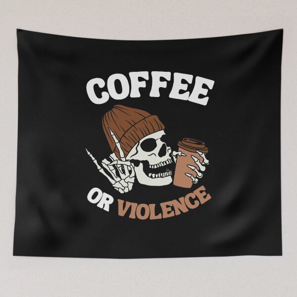 Item preview, coffee or violence simple classic design designed and sold by OldSkullDesigns.
