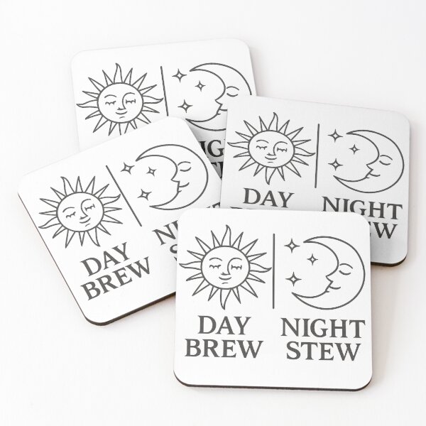 Item preview, Day Brew Night Stew Funny Witchy Coffee and Cooking Art designed and sold by tineldesign.