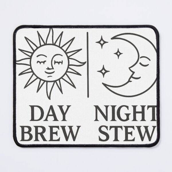 Item preview, Day Brew Night Stew Funny Witchy Coffee and Cooking Art designed and sold by tineldesign.