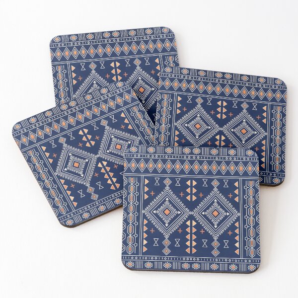 Item preview, Indigo and Ochre Geometric Moroccan Tribal Illustration designed and sold by arteresting-art.