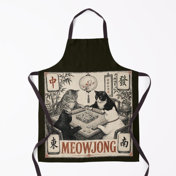 Item preview, Meowjong | Four Cats Playing Mahjong designed and sold by Funny Vintage Stickers And T-Shirts.