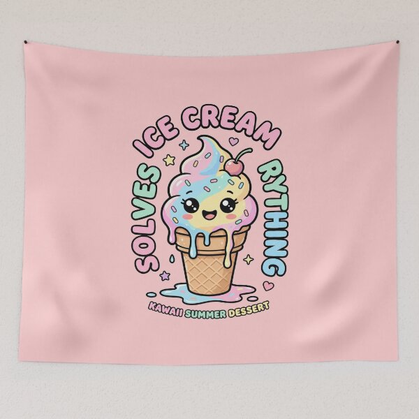 Item preview, Ice Cream Solves Everything Cute Funny Summer Dessert Cartoon Design designed and sold by Im-Ara.