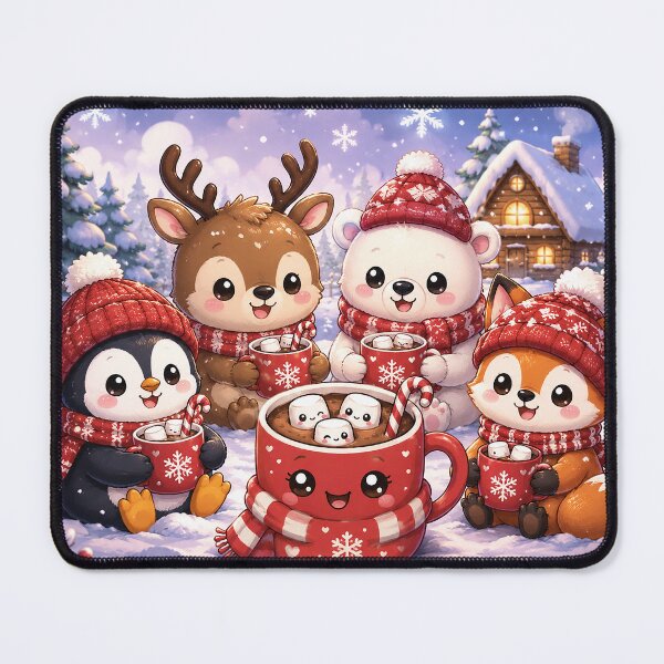 Item preview, Cozy Winter Friends Kawaii Christmas Animals Hot Cocoa Scene designed and sold by GMACgraphicsCo.