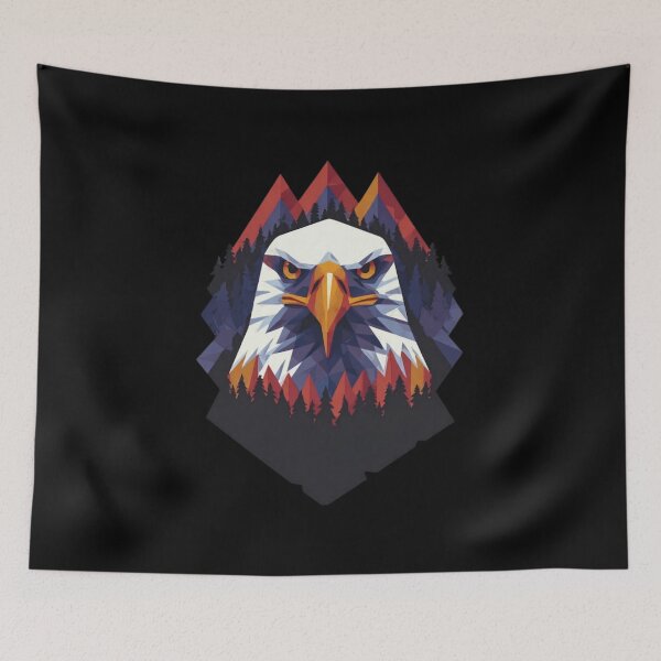 Item preview, Geometric Bald Eagle Mountain Forest Low Poly Art designed and sold by Blurbean.