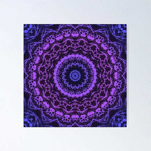 Item preview, Purple Gothic Skull Mandala – Psychedelic Dark Kaleidoscope Art designed and sold by cr6zym1nd.