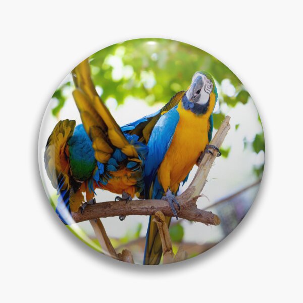 Item preview, Vibrant Blue and Yellow Macaw Parrots - Tropical Jungle Wildlife designed and sold by AbulailArt.