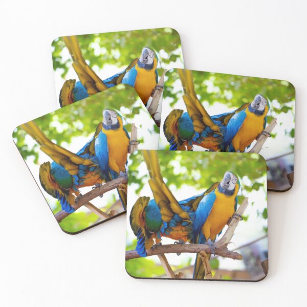Item preview, Vibrant Blue and Yellow Macaw Parrots - Tropical Jungle Wildlife designed and sold by AbulailArt.