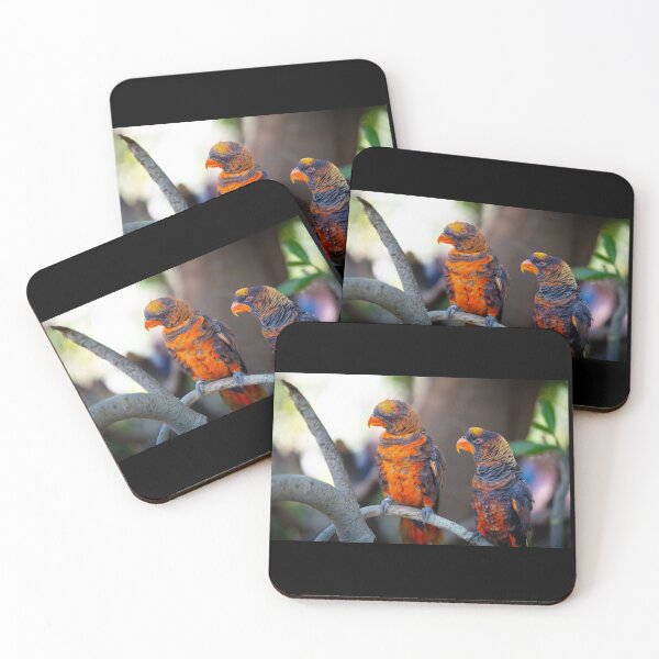 Item preview, Dusky Lory Parrots Perched - Tropical Wildlife Bird Photography designed and sold by AbulailArt.