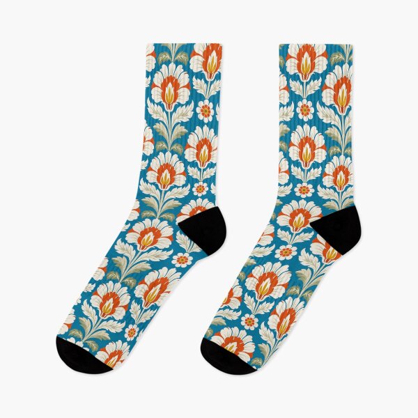Item preview, Vintage Botanical Folk Pattern in Blue designed and sold by junkydotcom.