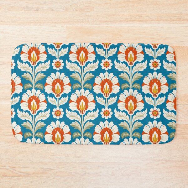 Item preview, Vintage Botanical Folk Pattern in Blue designed and sold by junkydotcom.