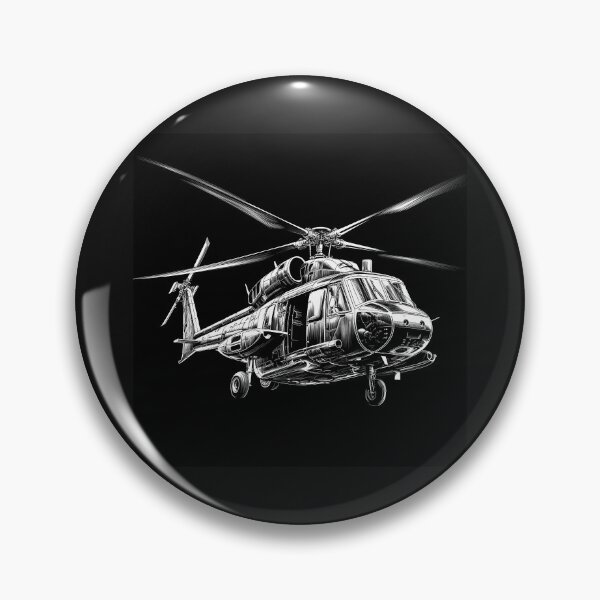 Item preview, Black and White Military Helicopter Illustration designed and sold by inkoutninja.