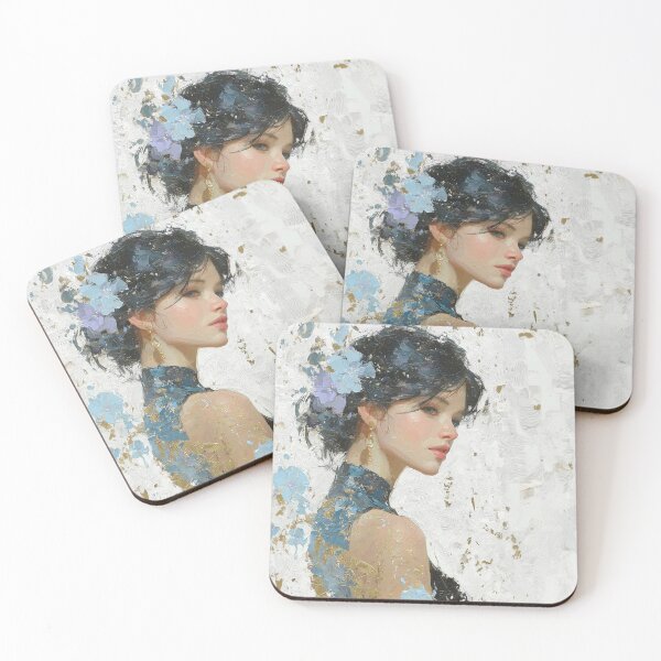 Item preview, Elegant Woman in Blue Cheongsam Oil Painting designed and sold by colorful-white.