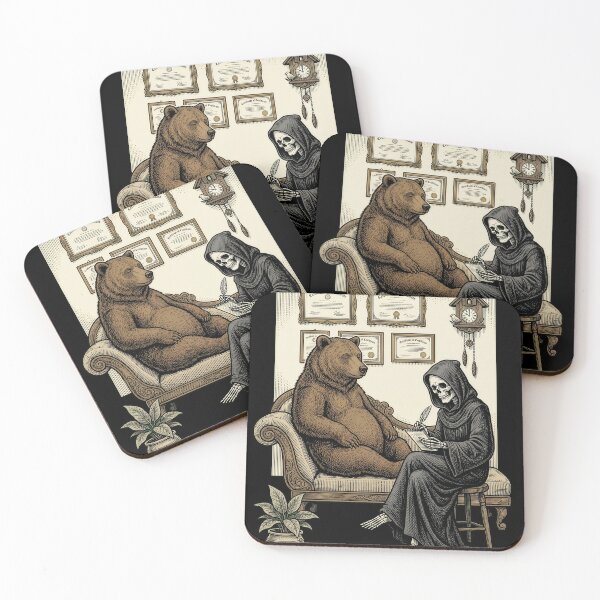 Item preview, Bear in Therapy with Death — Dark Victorian Absurd Art designed and sold by Lestari Studio.