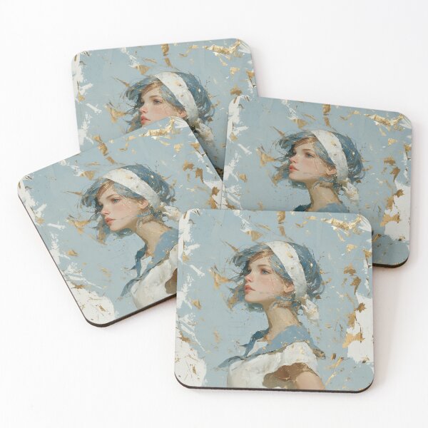 Item preview, Modern Girl Portrait with Gold Leaf Splatter designed and sold by colorful-white.