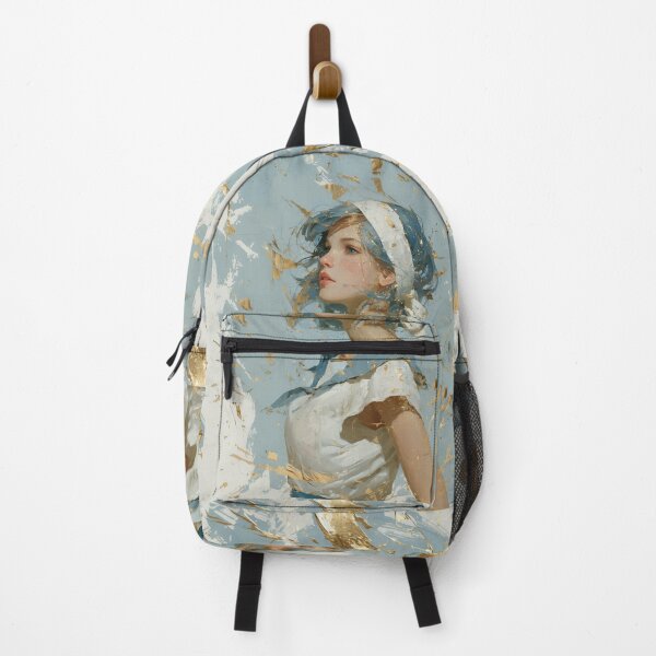 Item preview, Modern Girl Portrait with Gold Leaf Splatter designed and sold by colorful-white.