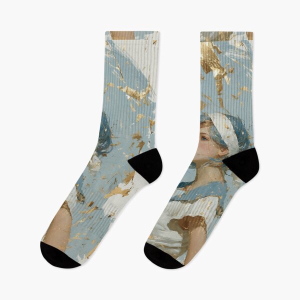 Item preview, Modern Girl Portrait with Gold Leaf Splatter designed and sold by colorful-white.