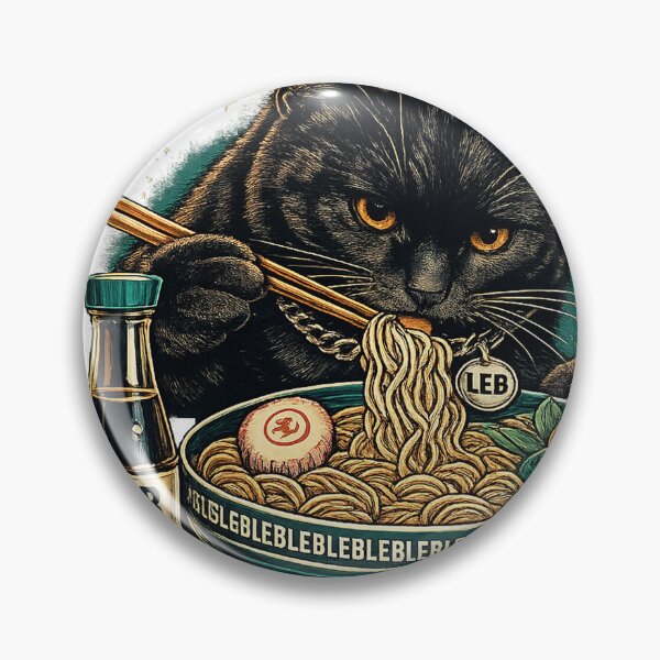 Item preview, Black Cat Eating Ramen - Lulu Leb designed and sold by LuluLeb.