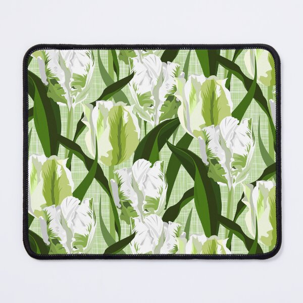 Item preview, Large white / green parrot tulips on linen texture designed and sold by kobyakov.