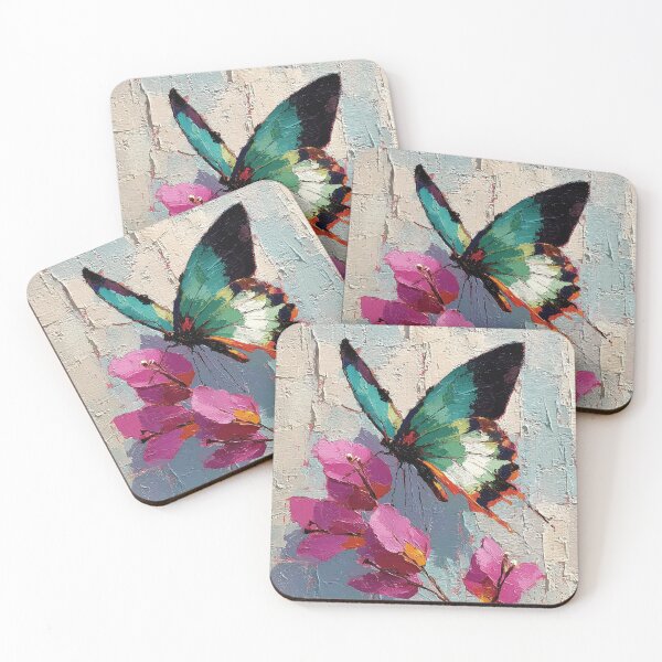Item preview, Vibrant Butterfly on Pink Flowers Oil Painting designed and sold by colorful-white.