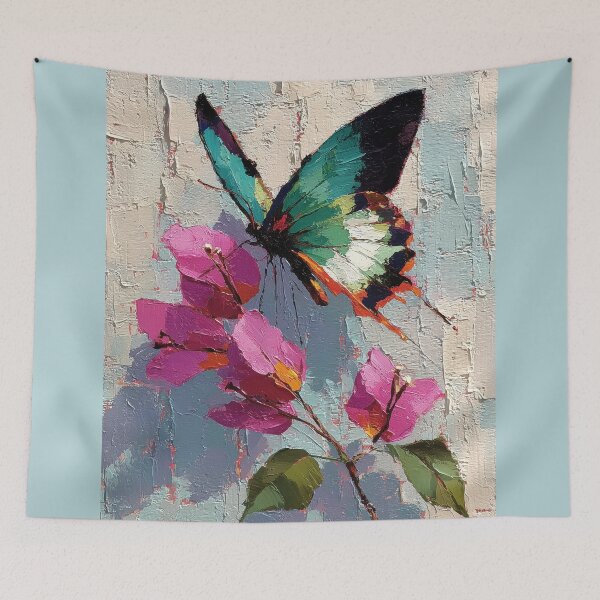 Item preview, Vibrant Butterfly on Pink Flowers Oil Painting designed and sold by colorful-white.