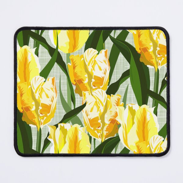 Item preview, Big yellow parrot tulips on linen texture designed and sold by kobyakov.
