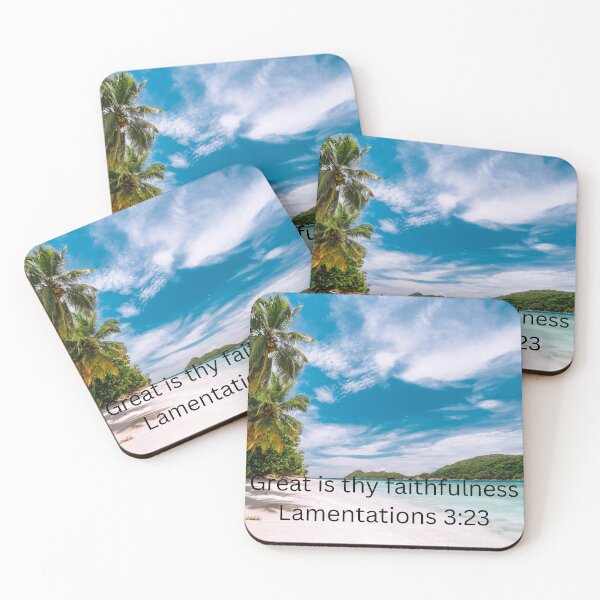Item preview, Great Is Thy Faithfulness Tropical Beach Bible Verse Wall Art | Christian Scripture Ocean Palm Design designed and sold by photoart1854.