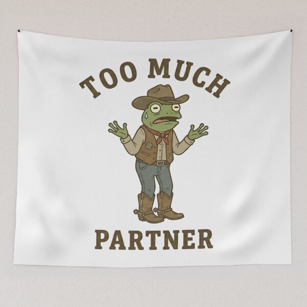 Item preview, Funny Cowboy Frog Too Much Partner T-Shirt – Retro Frog Meme Design designed and sold by DIRTYSKETCHH.