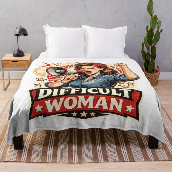 Item preview, Difficult Woman Retro Protest Poster – Bold Feminist Democracy Design designed and sold by OlizaPrint.