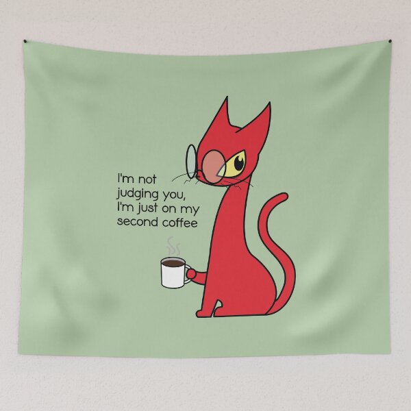 Item preview, Red Cat with second coffee designed and sold by Konopikyu.