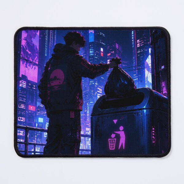 Item preview, Cyberpunk Trash City Poster, Futuristic Neon Street Art, Urban Dystopian Room Decor designed and sold by DrizzyV.