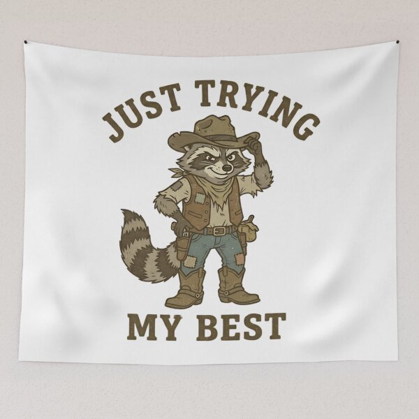 Item preview, Funny Cowboy Raccoon Just Trying My Best T-Shirt – Retro Meme Shirt designed and sold by DIRTYSKETCHH.