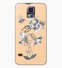 Funda/vinilo para Samsung Galaxy abejas en aquilegia flores con fondo de color miel