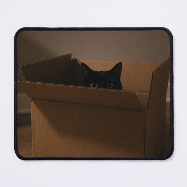 Item preview, Hidden Black Cat in Cardboard Box, Cozy Minimalist Cat Photography Poster designed and sold by DrizzyV.