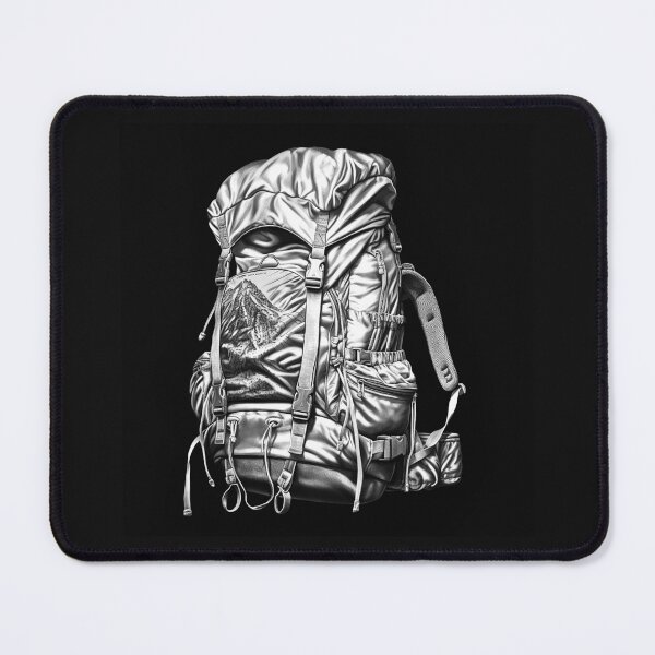 Item preview, Black and White Hiking Backpack Illustration designed and sold by inkoutninja.