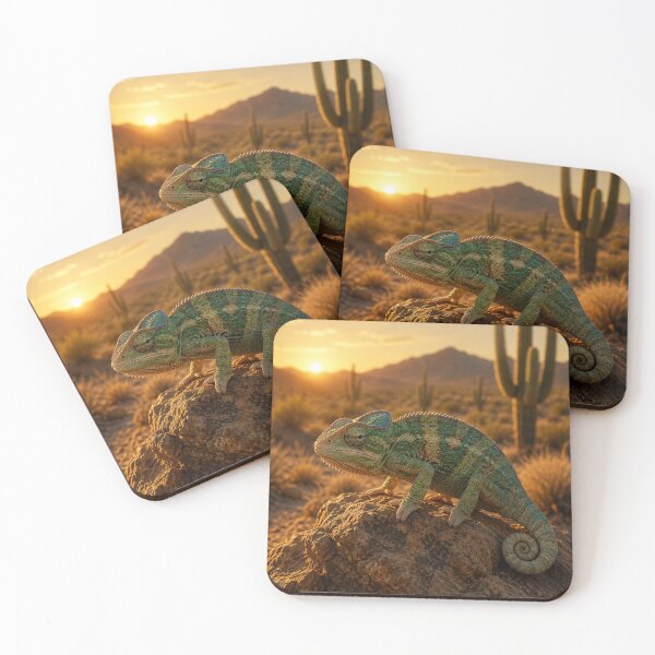 Item preview, Desert Chameleon Sunset Poster, Cinematic Wildlife Art, Exotic Nature Decor designed and sold by DrizzyV.
