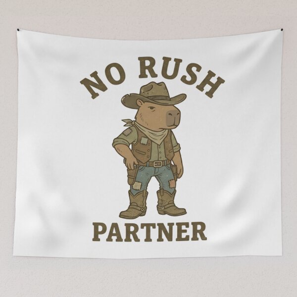 Item preview, Funny Cowboy Capybara No Rush Partner T-Shirt – Retro Chill Meme designed and sold by DIRTYSKETCHH.