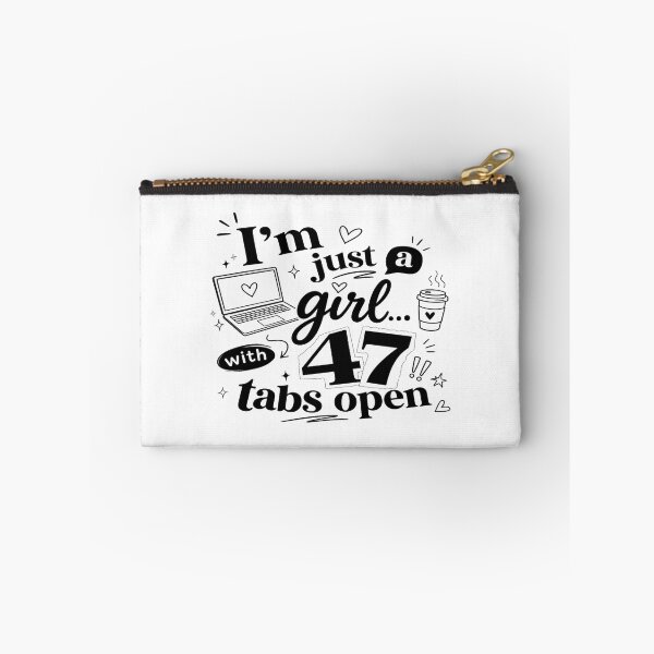 Item preview, Girl With 47 Tabs Open • Funny Overthinking Quote • Relatable Aesthetic Laptop & Coffee Design designed and sold by Bright Nest Studio.